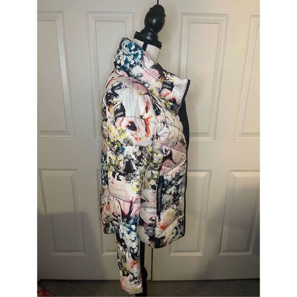 Sam Edelman Women's Floral Puffer Down Jacket‎ Hooded Multicolor S - Picture 4 of 7